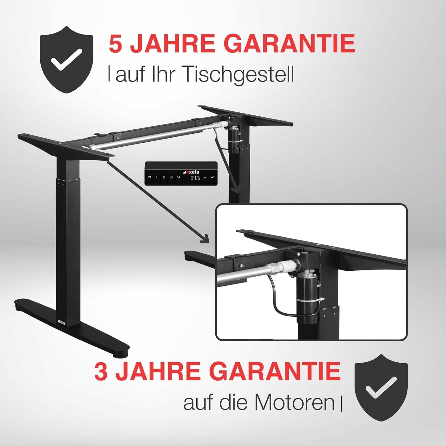 ergoEASY elektrisch höhenverstellbares Tischgestell schwarz Garantie