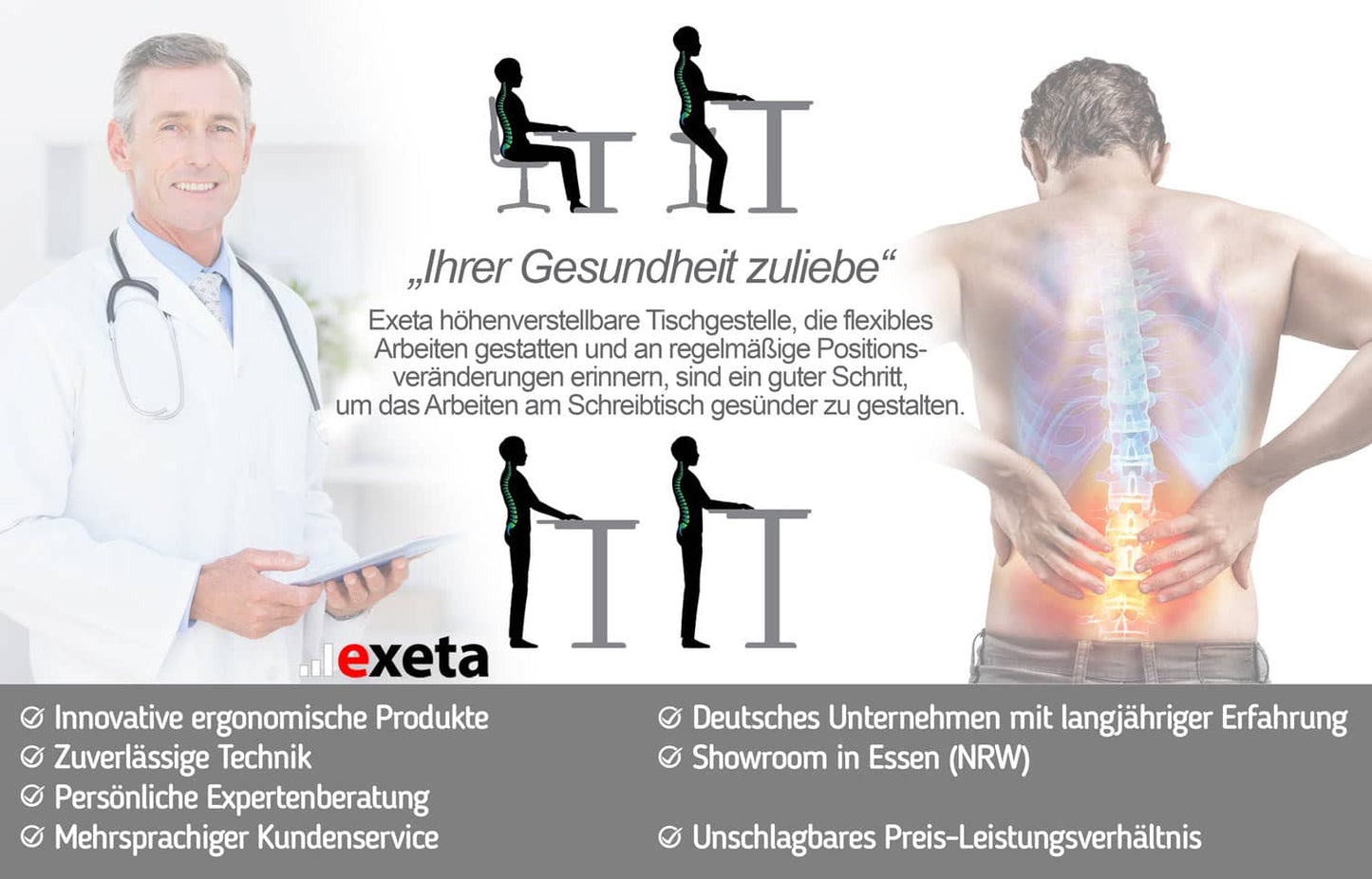 Ihrer Gesundheit zuliebe. Vorteile elektrisch höhenverstellbarer Tischgestelle.