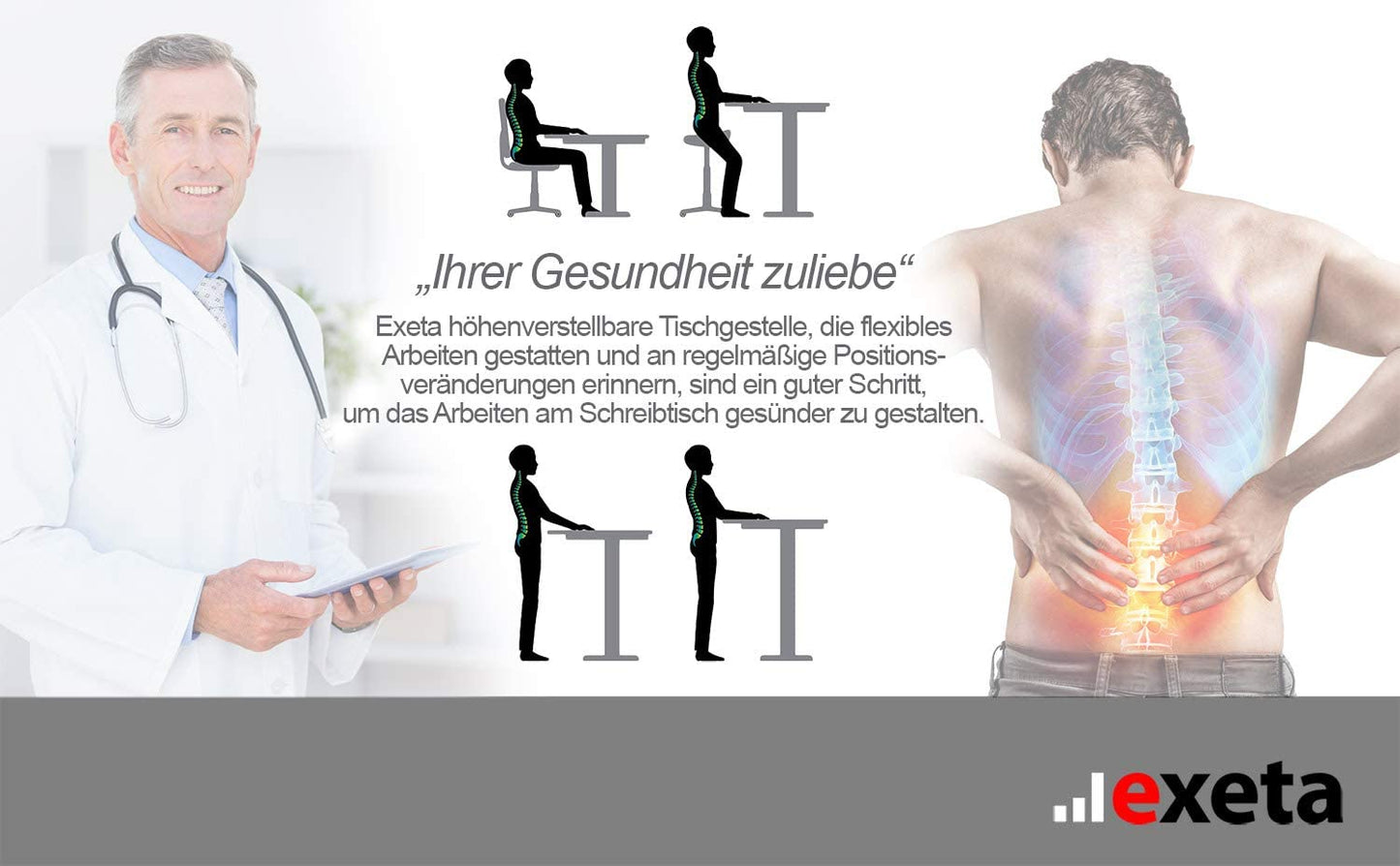 Spar-Bundle ergoSMARTPLUS schwarz + Tischplatte nussbaum 150x75x2,5cm