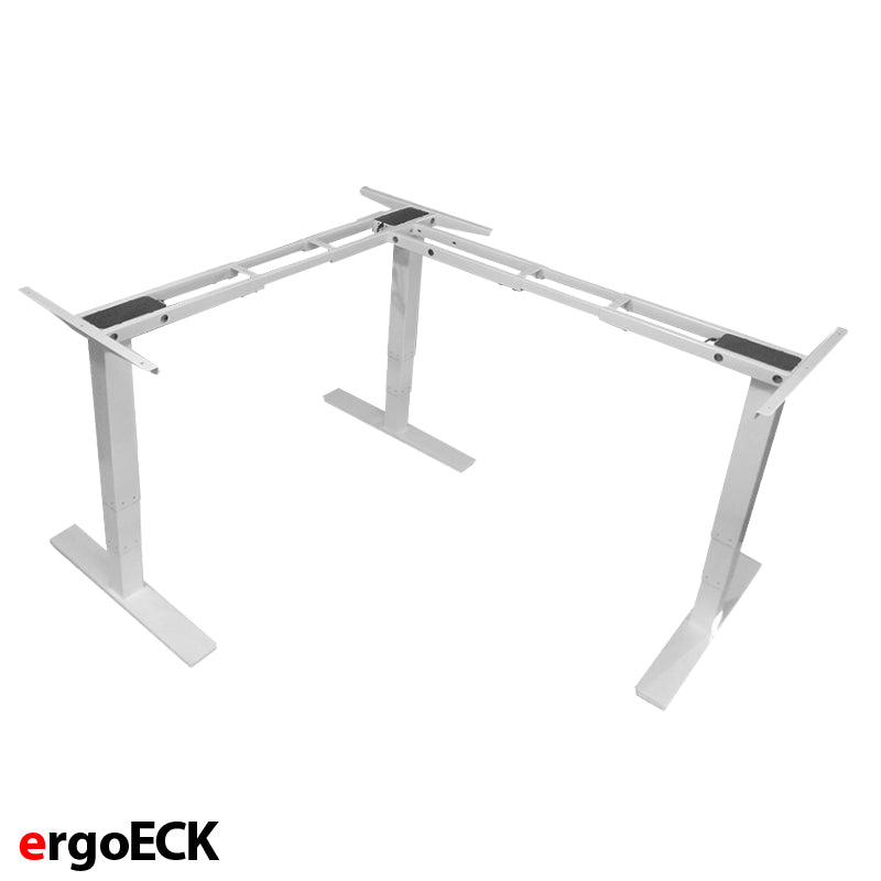exeta ergoECK Weiß: höhenverstellbarer Eck-Schreibtisch Dreieck L-Form –  der-ergotisch