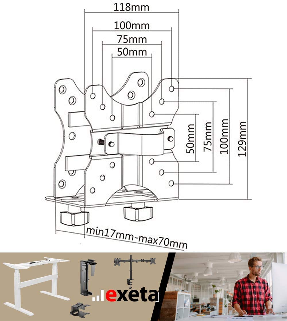 exeta Mini Untertisch Computerhalterung für Mini-PC schwarz