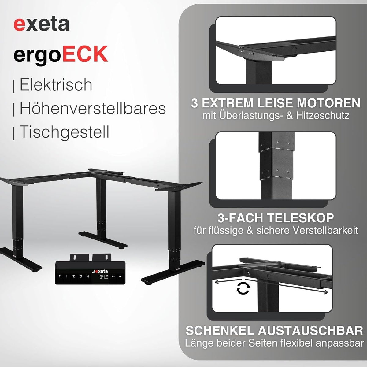 Steh-Sitz Tischgestell - schwarz Steh-Sitz Tischgestell - schwarz