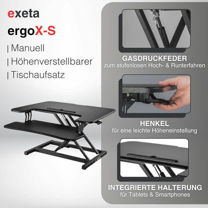 exeta ergoX-S Tischaufsatz manuell höhenverstellbar Details