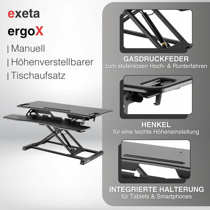 exeta ergoX Tischaufsatz höhenverstellbar Details