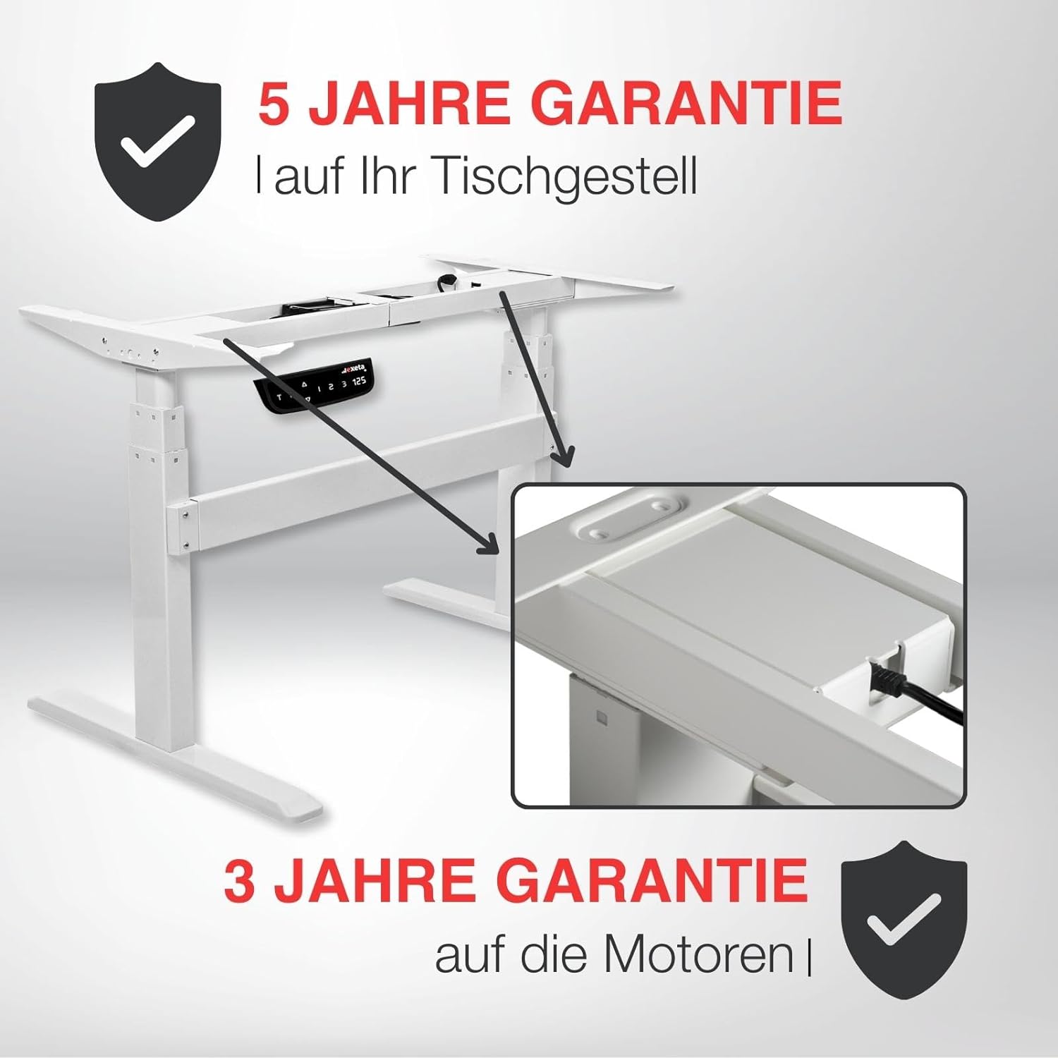 exeta ergoPRO höhenverstellbarer Schreibtisch elektrisch Tischgestell weiß Garantie