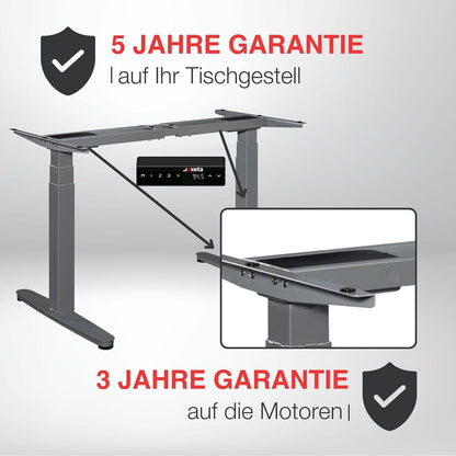 Sitz Steh Tisch Gestell schwarz elektrisch höhenverstellbar + Tischplatte braun Sitz Steh Tisch Gestell schwarz elektrisch höhenverstellbar + Tischplatte braun