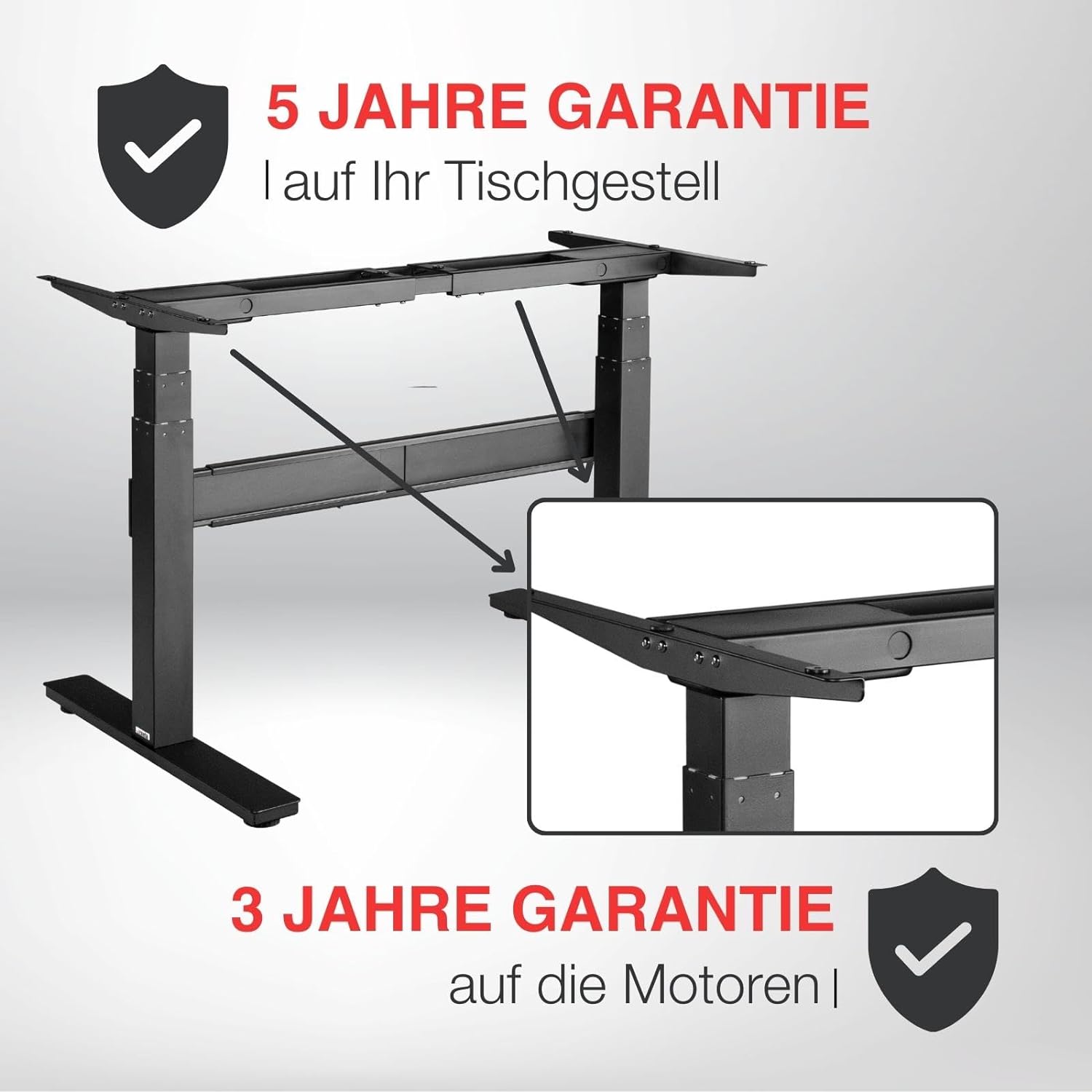 exeta ergoSMARTPLUS höhenverstellbarer Schreibtisch elektrisch Tischgestell schwarz Garantie