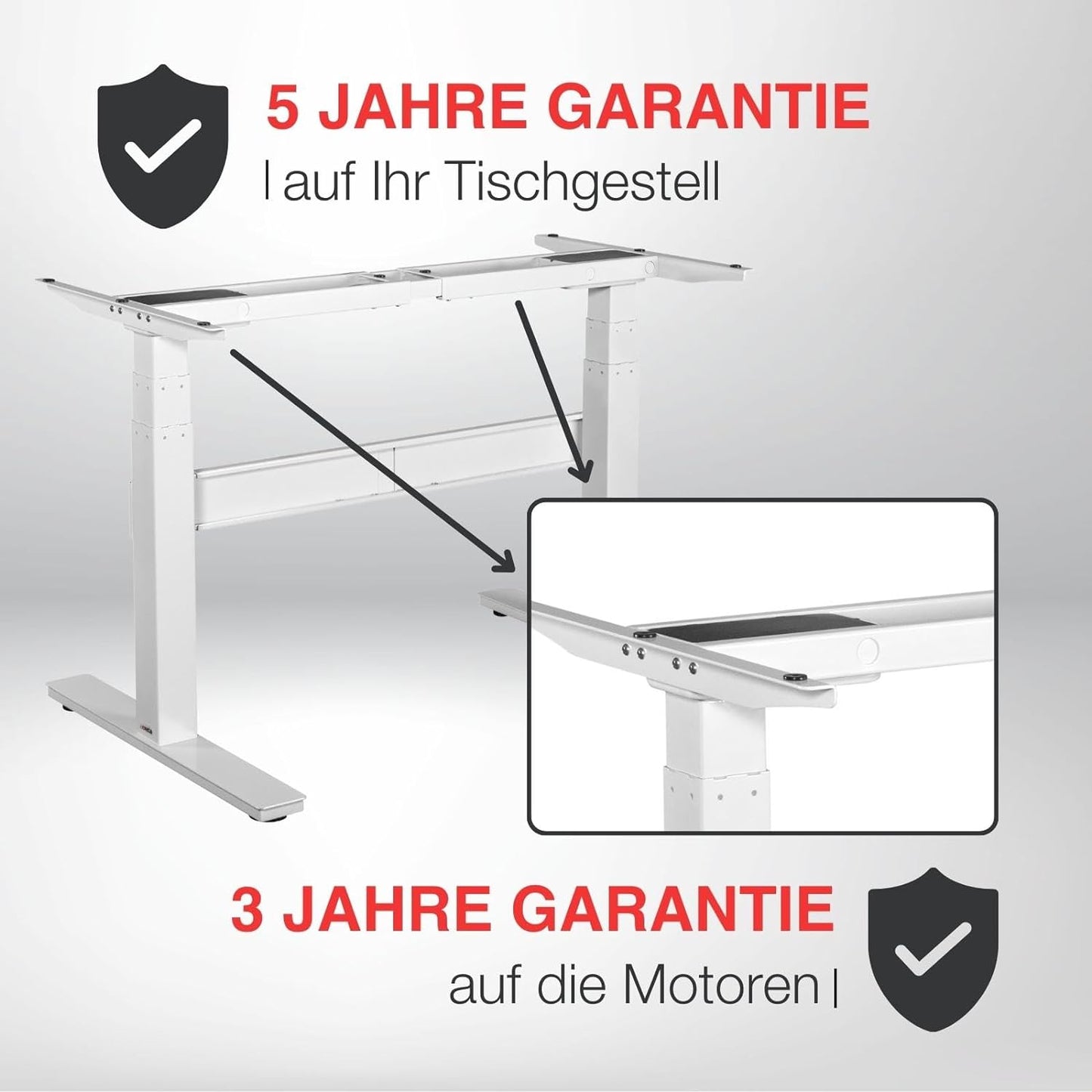 exeta ergoSMARTPLUS höhenverstellbarer Schreibtisch elektrisch Tischgestell weiß Garantie