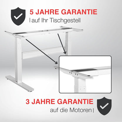 exeta ergoSMARTPLUS höhenverstellbarer Schreibtisch elektrisch Tischgestell weiß Garantie
