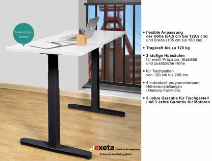 Spar-Bundle ergoSMART schwarz + Tischplatte weiss 150x75x2,5cm