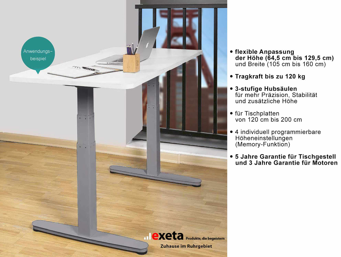 Spar-Bundle ergoSMART grau + Tischplatte weiss 150x75x2,5cm