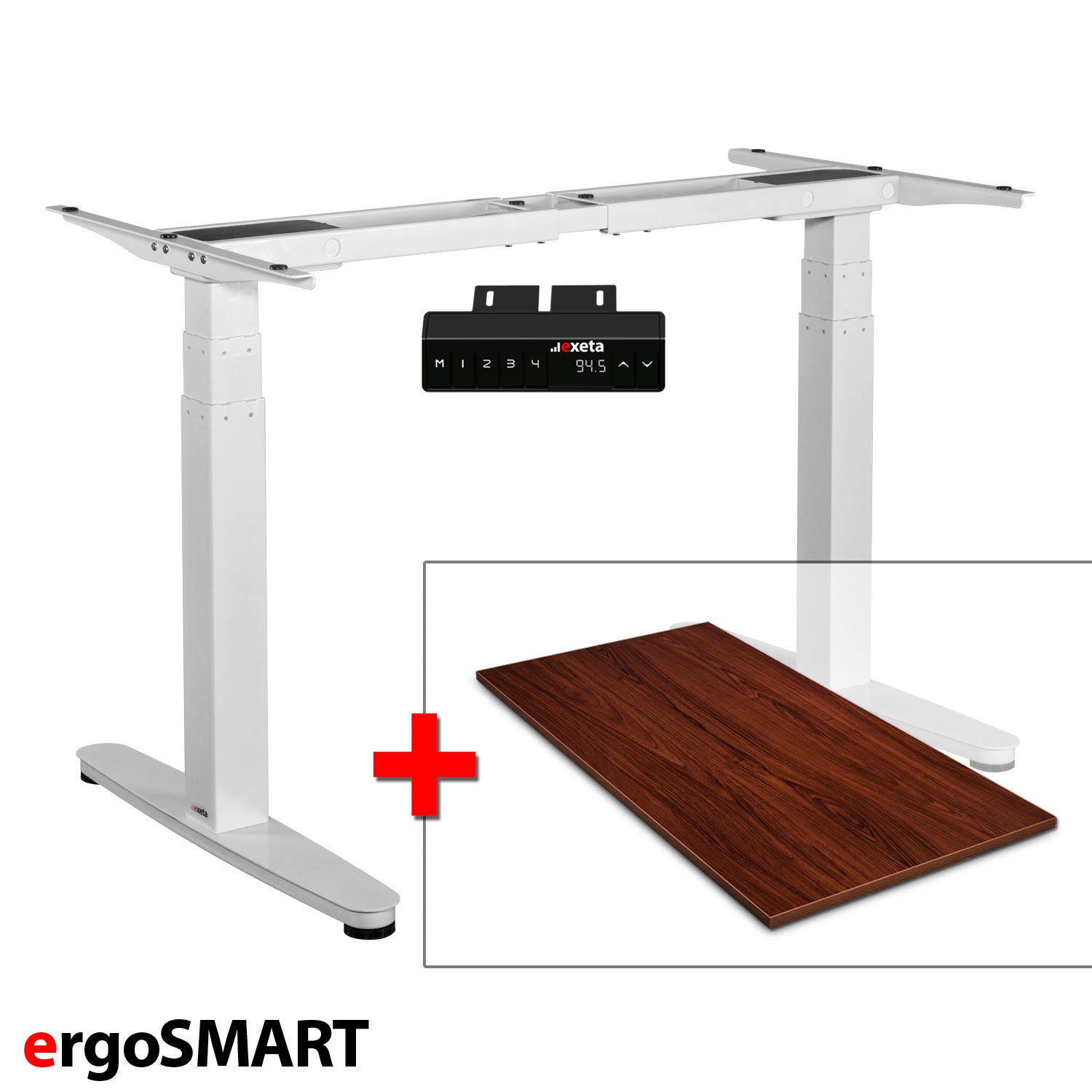 Spar-Bundle ergoSMART weiss + Tischplatte nussbaum 180x75x2,5cm Produktbild