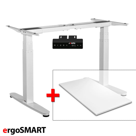 Spar-Bundle ergoSMART weiss + Tischplatte weiss 120x75x2,5cm Produktbild