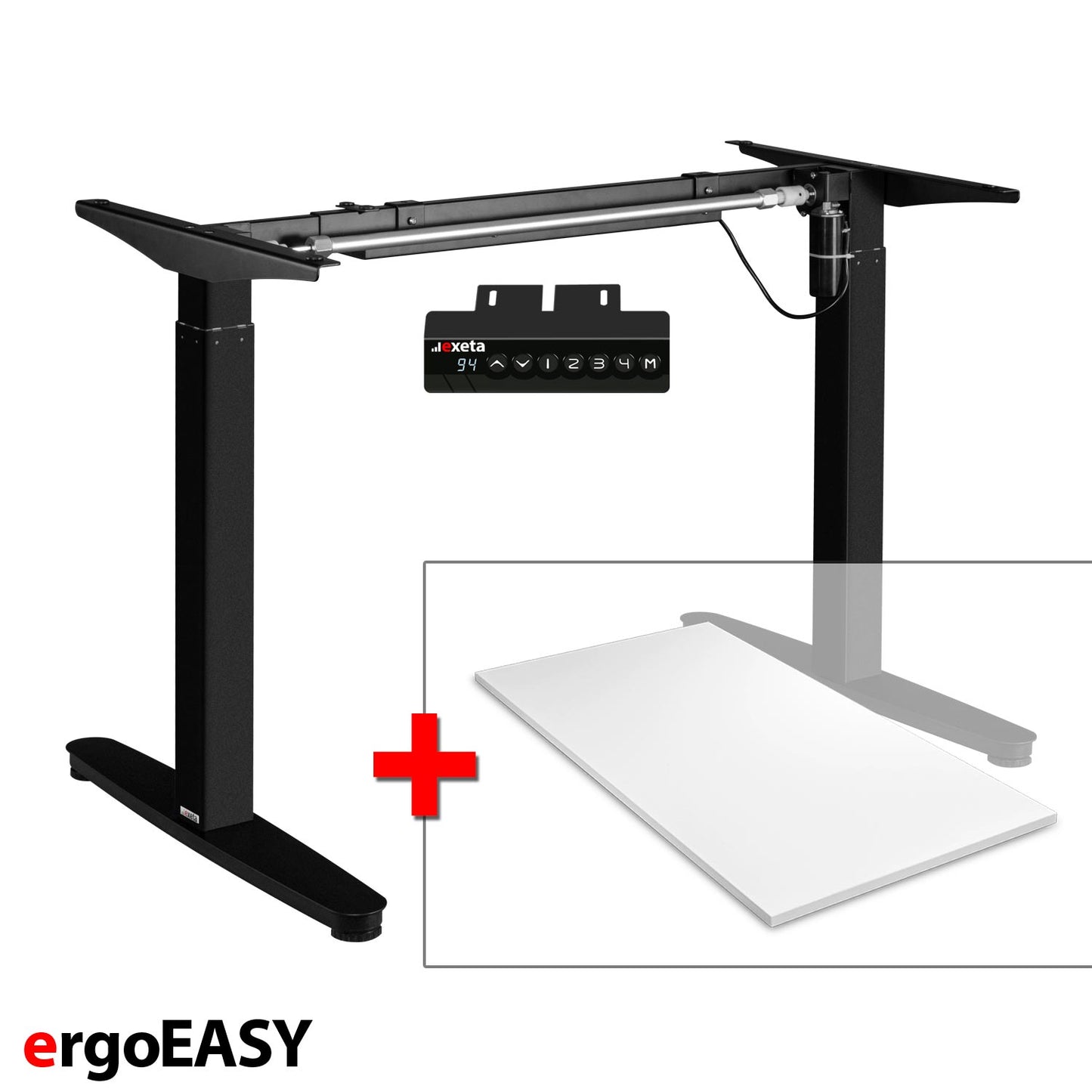 Spar-Bundle ergoEASY schwarz + Tischplatte weiß 120x75x2,5cm Produktbild