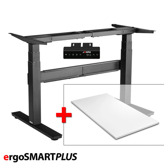 Spar-Bundle ergoSMARTPLUS schwarz + Tischplatte weiss 120x75x2,5cm Produktbild