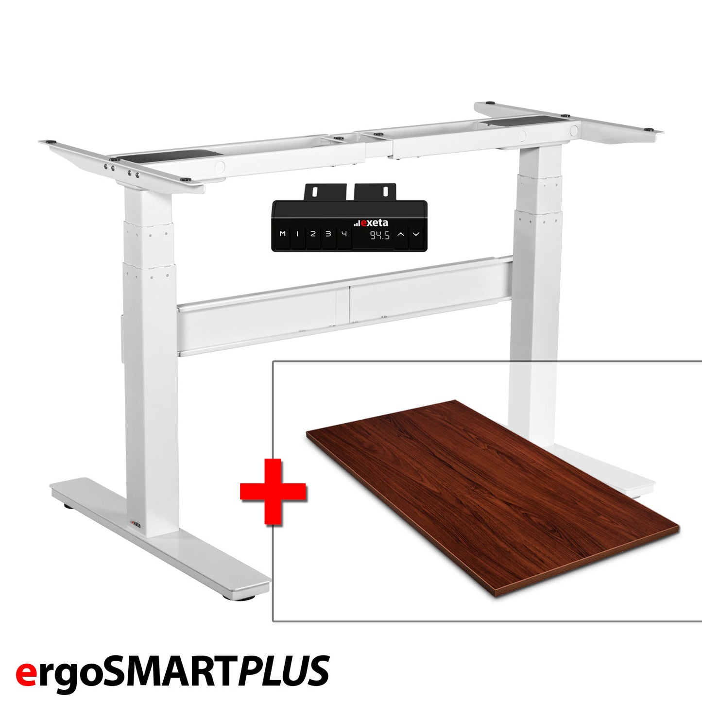 Spar-Bundle ergoSMARTPLUS weiss + Tischplatte nussbaum 120x75x2,5cm Produktbild