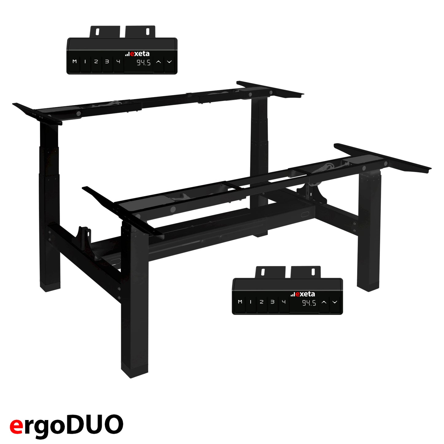exeta ergoDUO höhenverstellbarer Schreibtisch elektrisch Tischgestell schwarz Produktbild