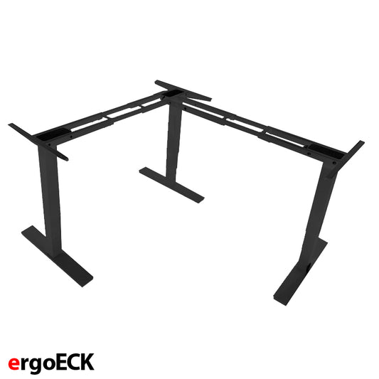 exeta ergoECK höhenverstellbarer Schreibtisch elektrisch Dreieck L-Form 90° Übereck schwarz Produktbild
