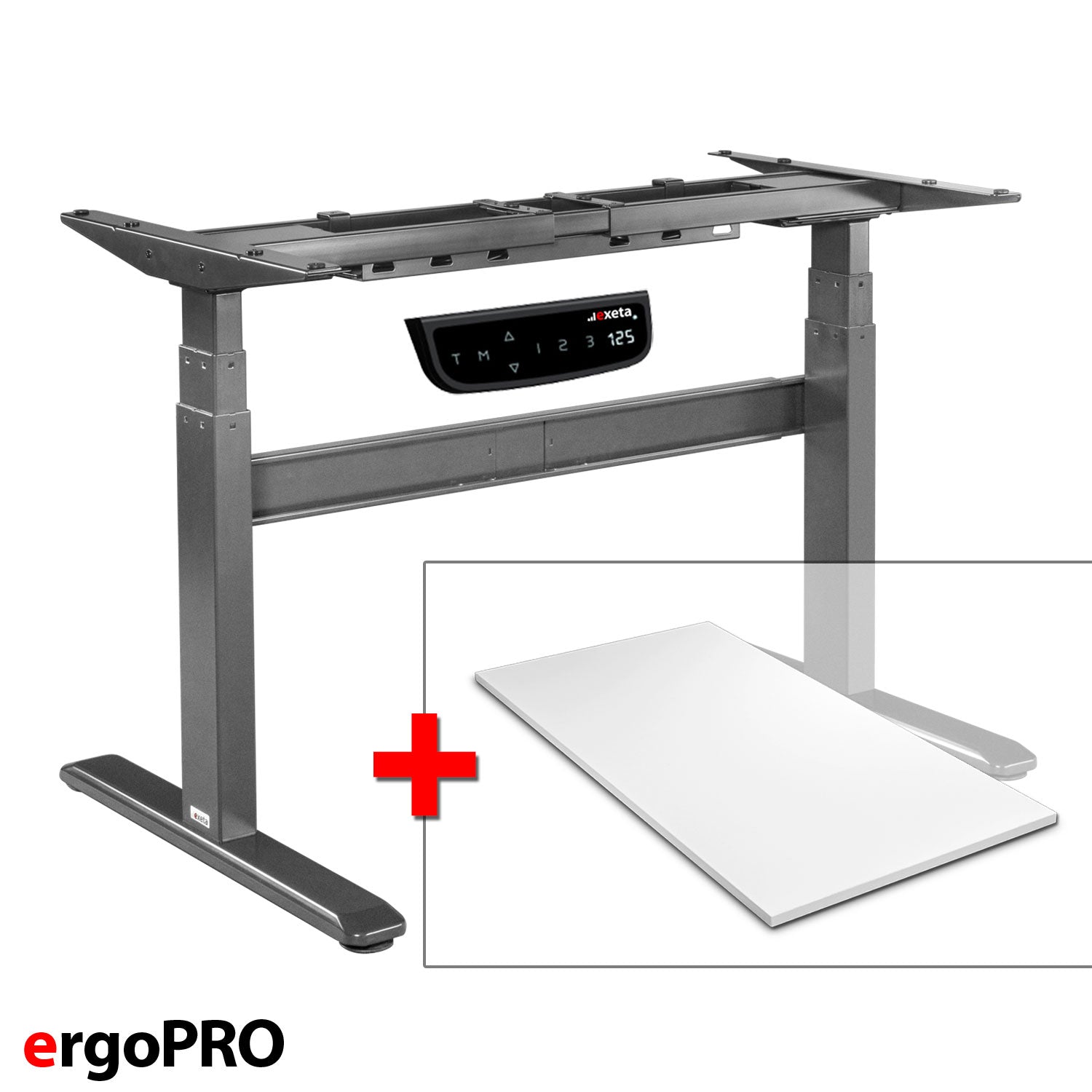 Sparbundle exeta ergoPRO grau + Tischplatte weiss 150cm