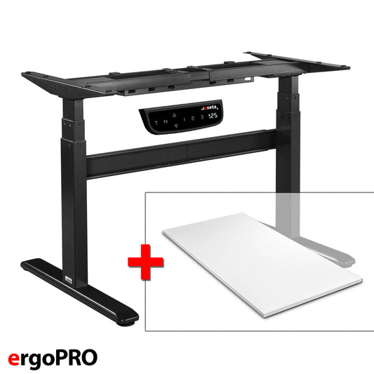 Sparbundle exeta ergoPRO schwarz + Tischplatte weiss 120cm