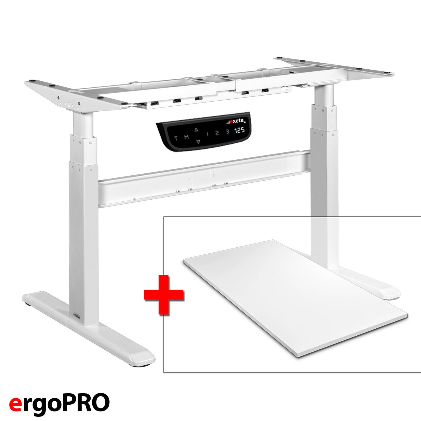 Sparbundle exeta ergoPRO weiss + Tischplatte weiss 150cm